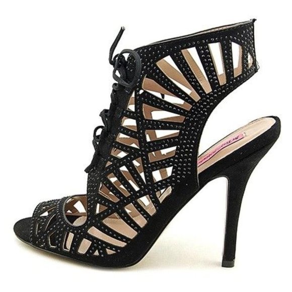 BETSEY JOHNSON Lexxe Rhinestone Cage Sandals sz 6 - Picture 2 of 15